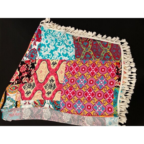 ~ Grace & Lace Med Boho Serape Crochet Poncho Coverup Tassel Beach Tropical Boho - Picture 10 of 14